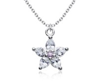 Beautiful flowers CZ Crystal Silver Necklace SPE-5137